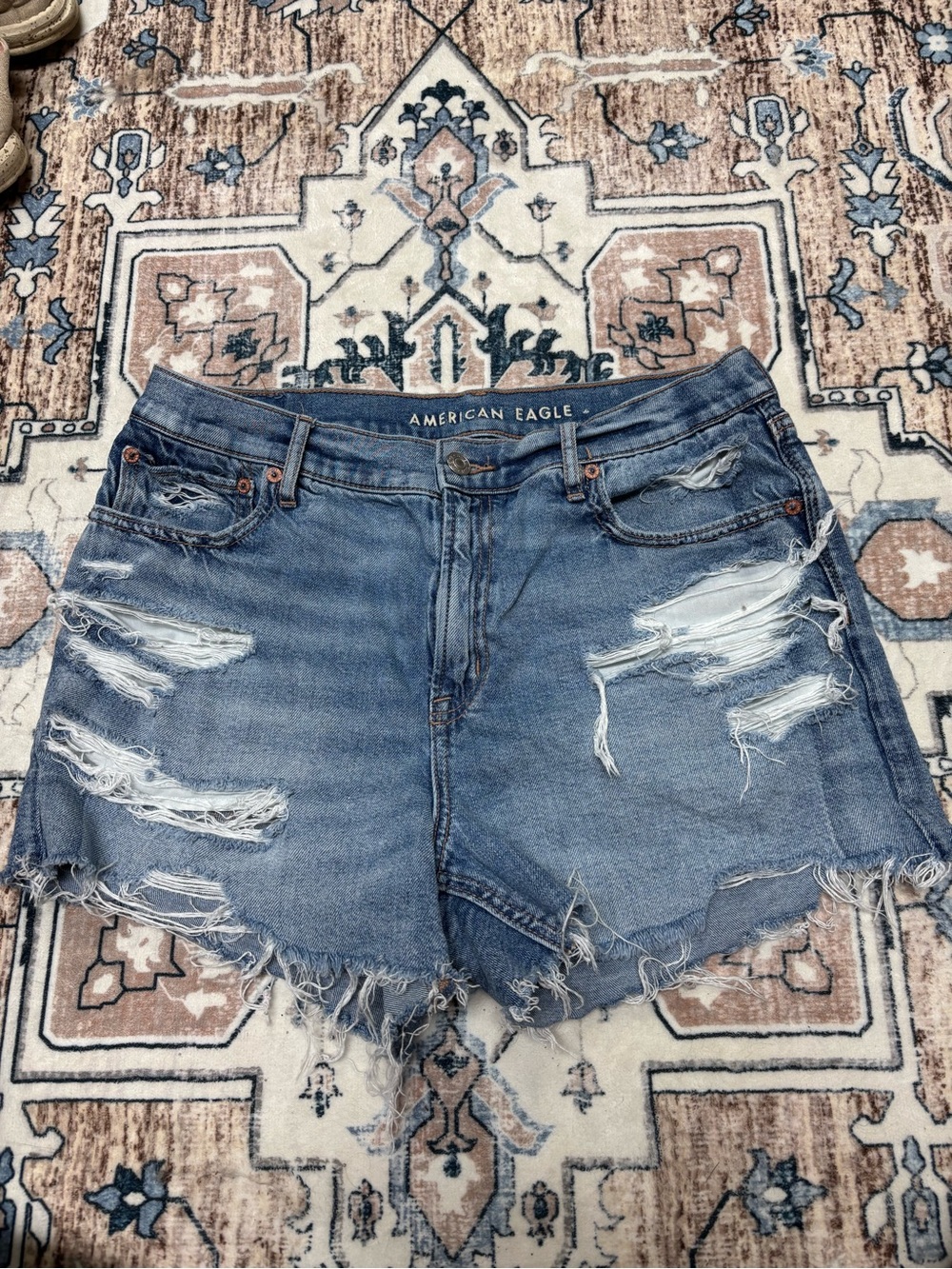 American Eagle Outfitters Distressed Light Blue Denim Cutoff Shorts
